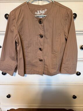 Live a Little Taupe Brown 3/4 Sleeve Button Jacket